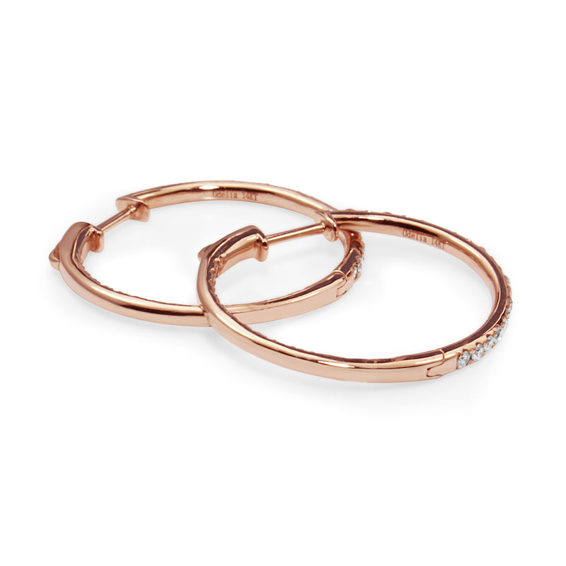 14ct Rose Gold Diamond Hoop Earrings
