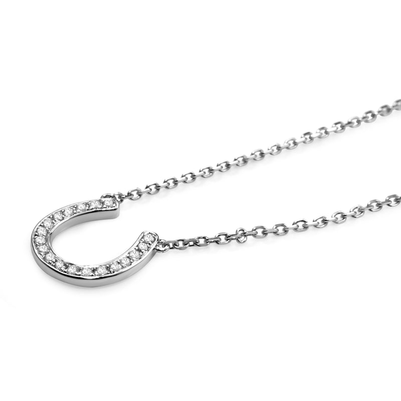 18ct White Gold Diamond Horse Shoe 'Lucky' Necklace