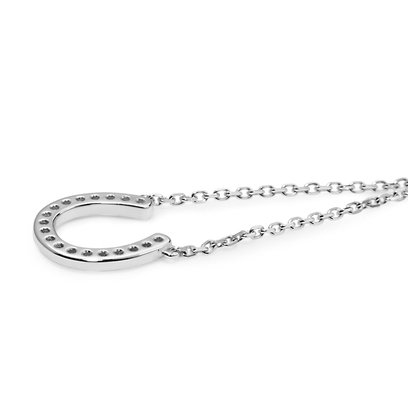 18ct White Gold Diamond Horse Shoe 'Lucky' Necklace