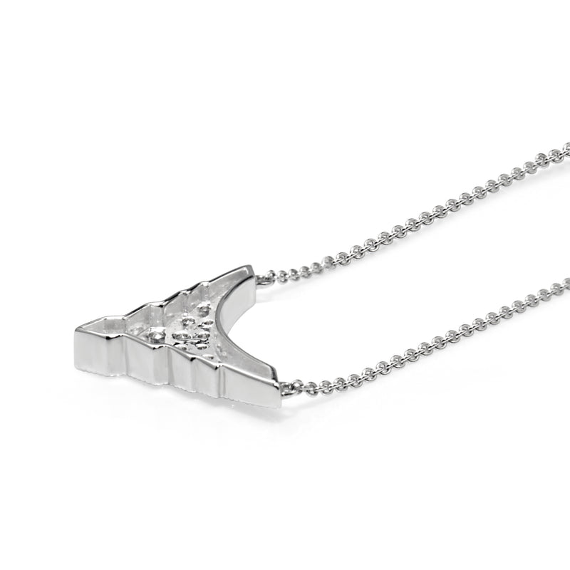 9ct White Gold Diamond Art Deco Style Necklace