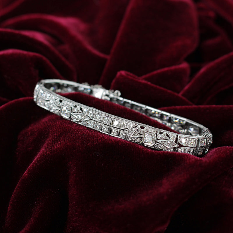 Platinum Art Deco Old Cut Diamond Bracelet