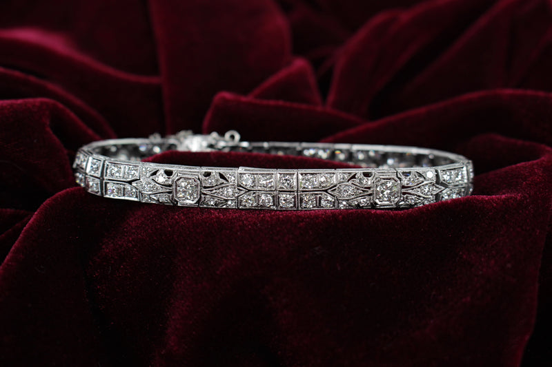 Platinum Art Deco Old Cut Diamond Bracelet