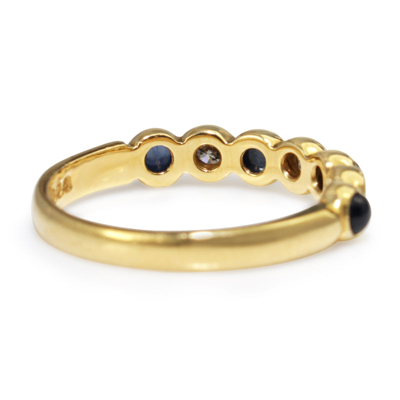 18ct Yellow Gold Cabochon Sapphire and Diamond Band