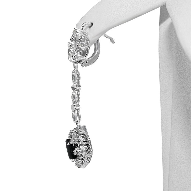 Palladium Sapphire and Diamond Vintage Earrings
