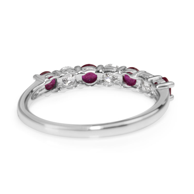 9ct White Gold Ruby and Diamond Band