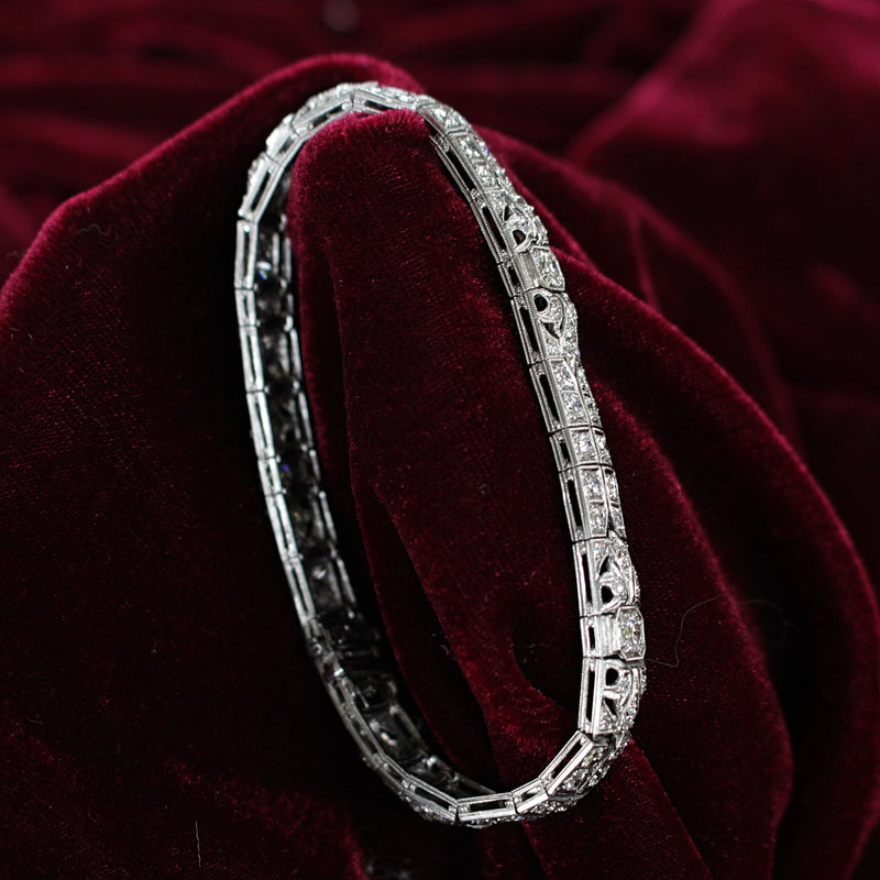 Platinum Art Deco Old Cut Diamond Bracelet