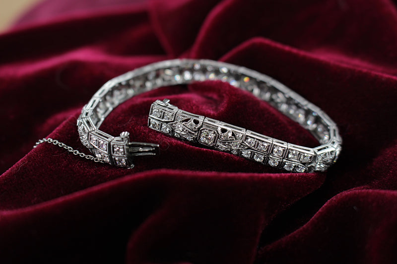 Platinum Art Deco Old Cut Diamond Bracelet