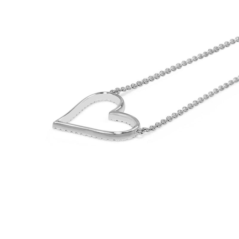 18ct White Gold Diamond Heart Necklace