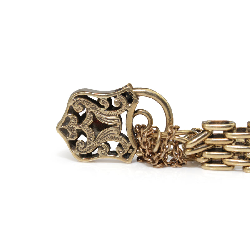 9ct Yellow Gold Gate Link Bracelet with Garnets