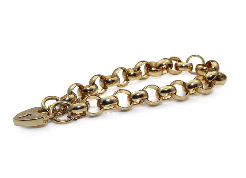 9ct Yellow Gold Belcher Link Bracelet with Padlock Clasp