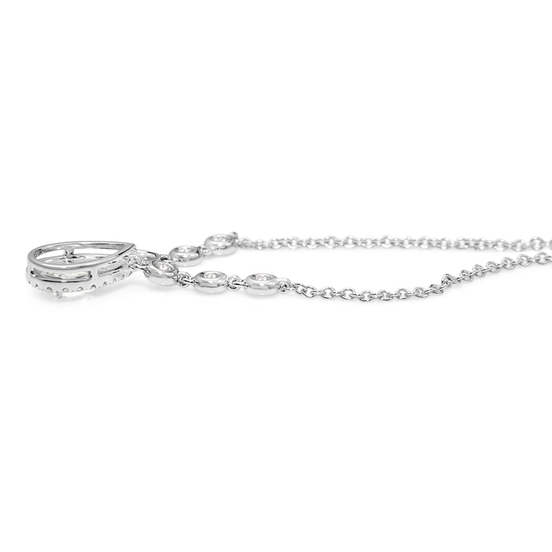 18ct White Gold Pear Diamond Halo Necklace