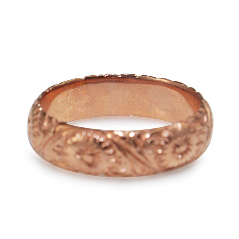 9ct Rose Gold Engraved Floral Band