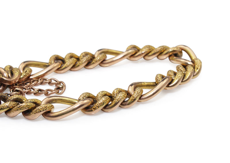 9ct Yellow and Rose Gold Antique 'Day and Night' Curb Link Bracelet