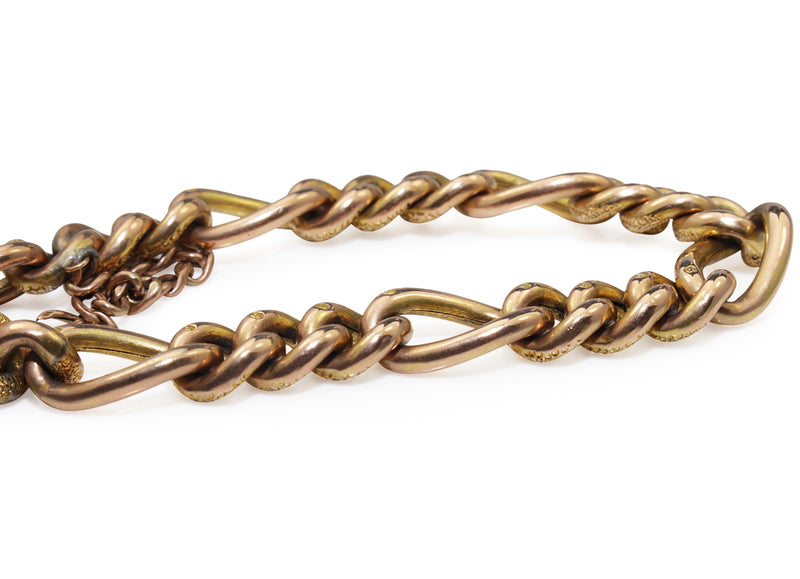 9ct Yellow and Rose Gold Antique 'Day and Night' Curb Link Bracelet