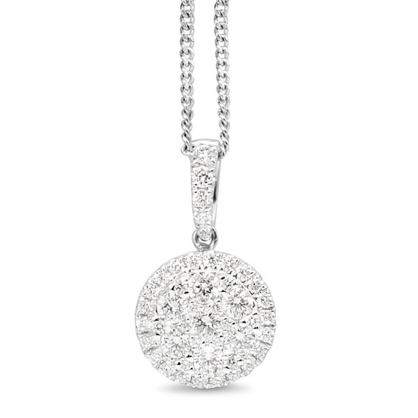 18ct White Gold Diamond Cluster Pendant