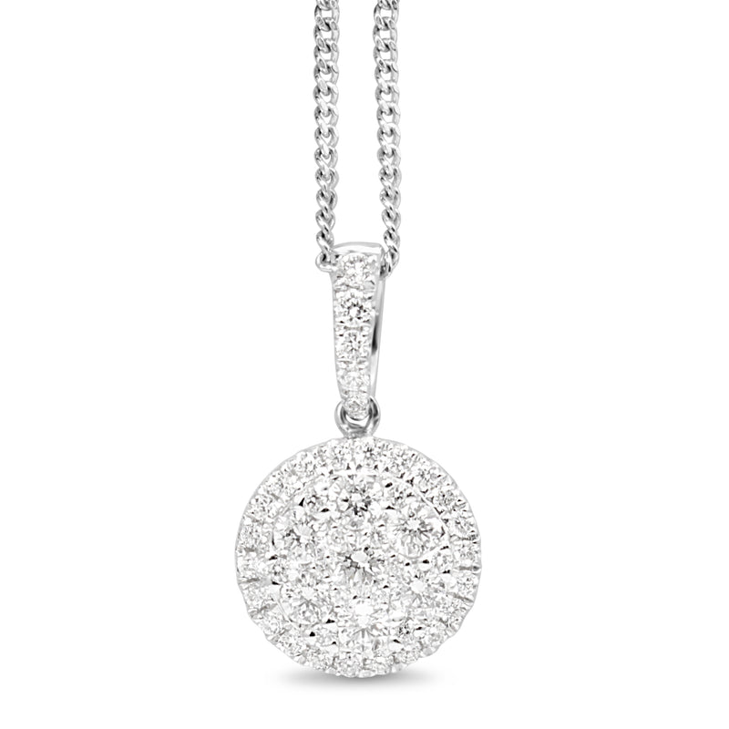 18ct White Gold Diamond Cluster Pendant