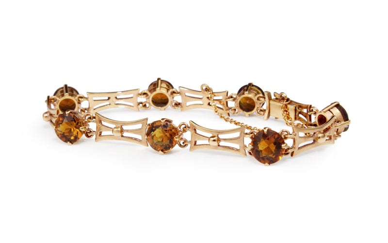9ct Yellow Gold Vintage Citrine Bracelet