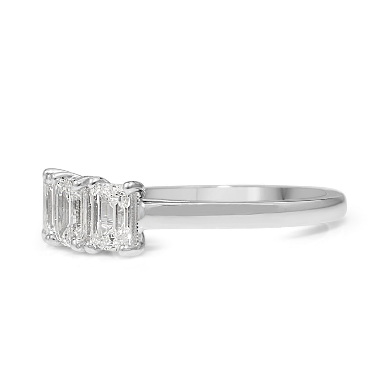 18ct White Gold 3 Stone Emerald Cut Diamond Ring