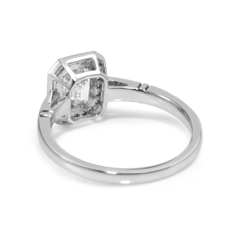 Platinum Emerald Cut Diamond Halo Ring