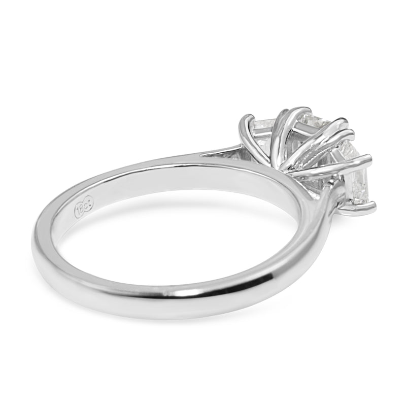 18ct White Gold 3 Stone Emerald Cut Diamond Ring