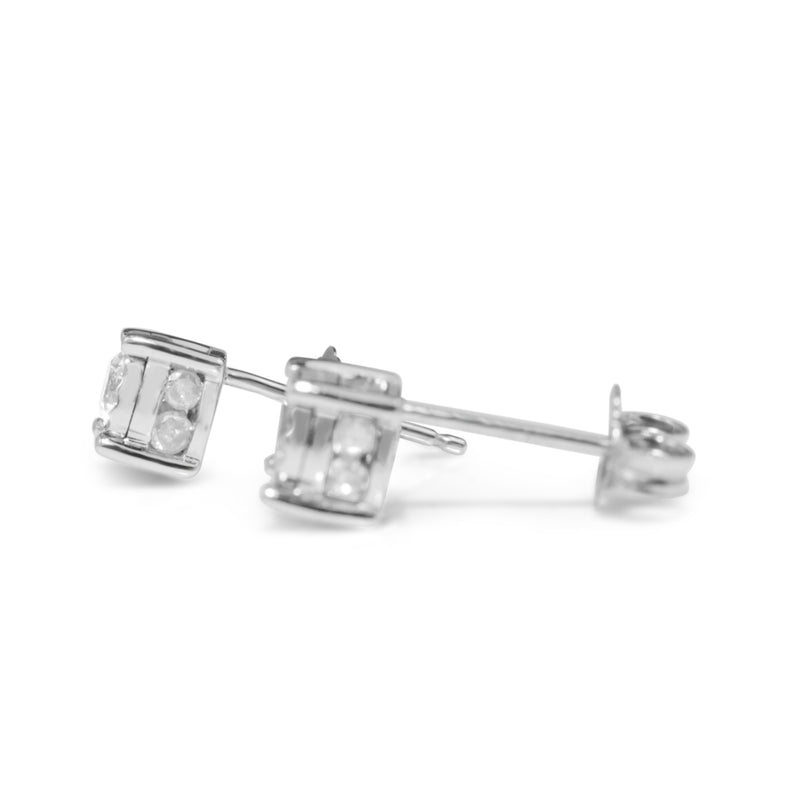 14ct White Gold Illusion Diamond Stud Earrings