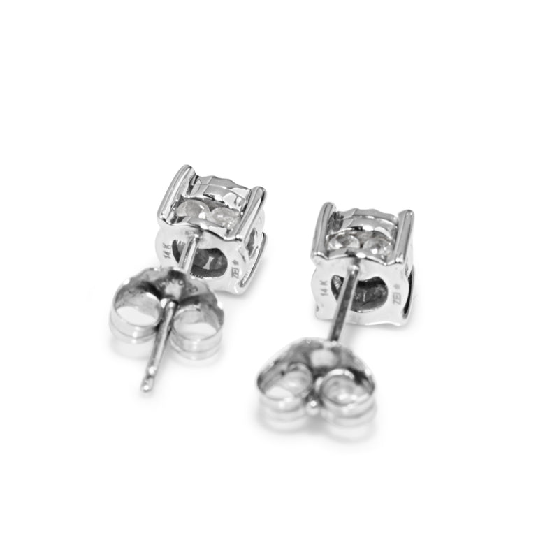14ct White Gold Illusion Diamond Stud Earrings