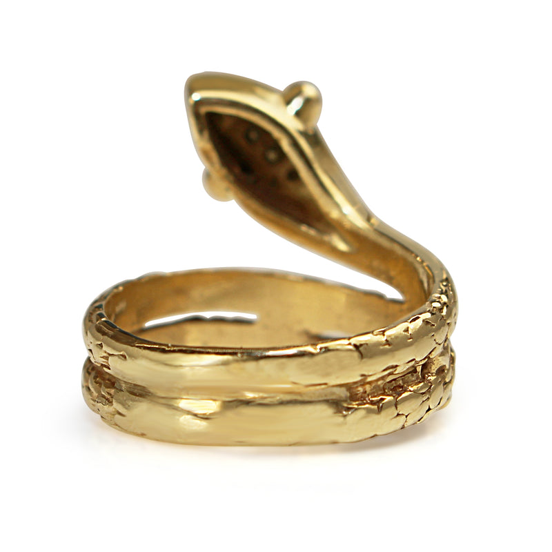 14ct Yellow Gold Ruby and Diamond Snake Ring