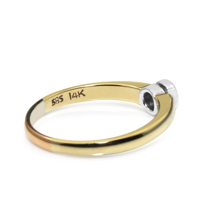 14ct Yellow and White Gold Diamond Bezel Solitaire Ring