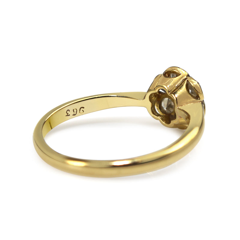18ct Yellow and White Gold Antique Old Cut Diamond Daisy Ring