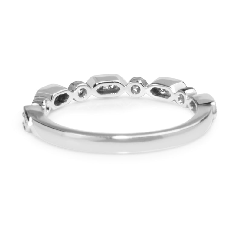 18ct White Gold Vintage Style Diamond Half Hoop Band