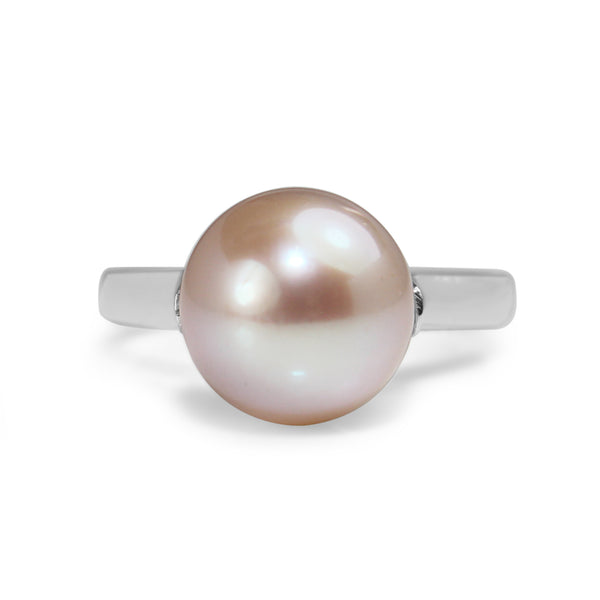 Palladium Deco 10mm Cultured Pearl Ring