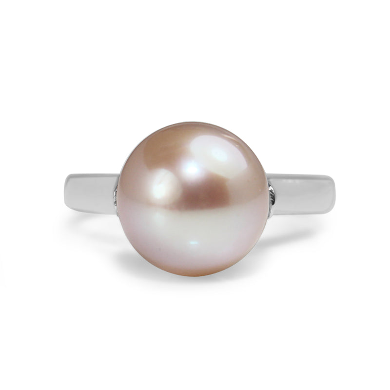 Palladium Deco 10mm Cultured Pearl Ring
