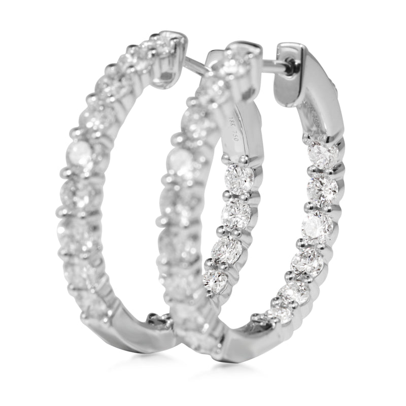 18ct White Gold 2.60ct Diamond Hoop Earrings