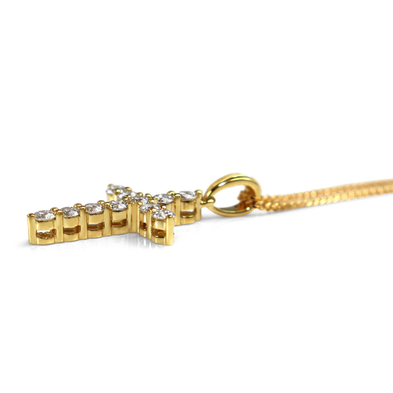 18ct Yellow Gold Diamond Cross Necklace