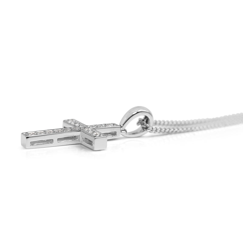 18ct White Gold Diamond Cross Necklace