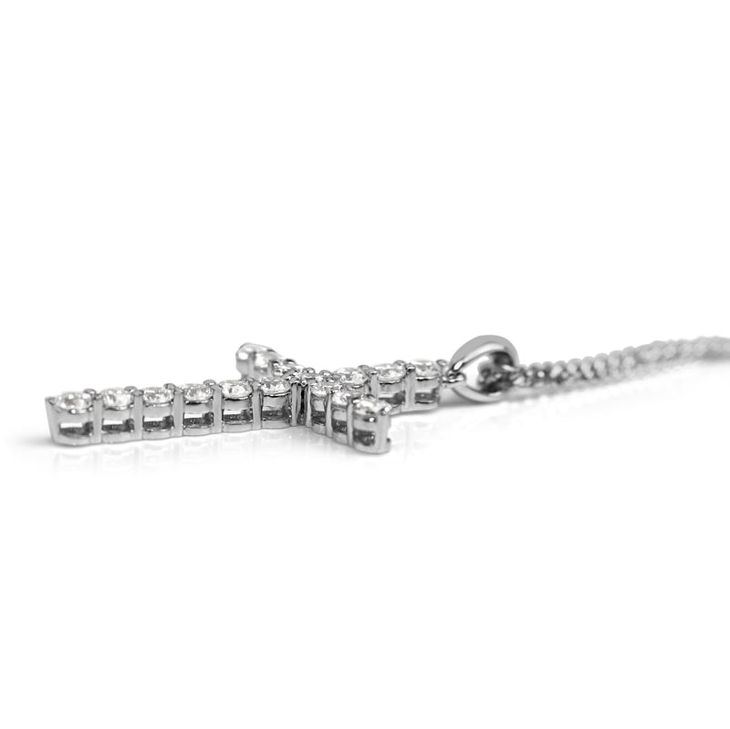 18ct White Gold Diamond Cross Necklace