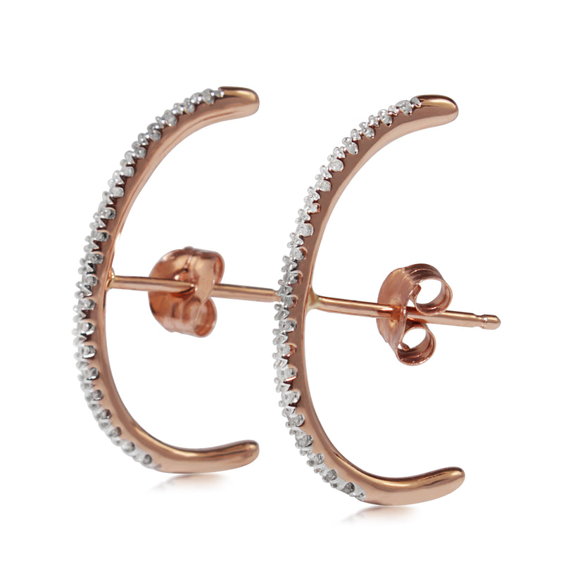 14ct Rose and White Gold Diamond Wrap Studs