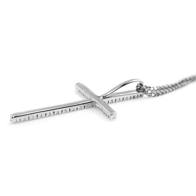 18ct White Gold Diamond Cross Necklace