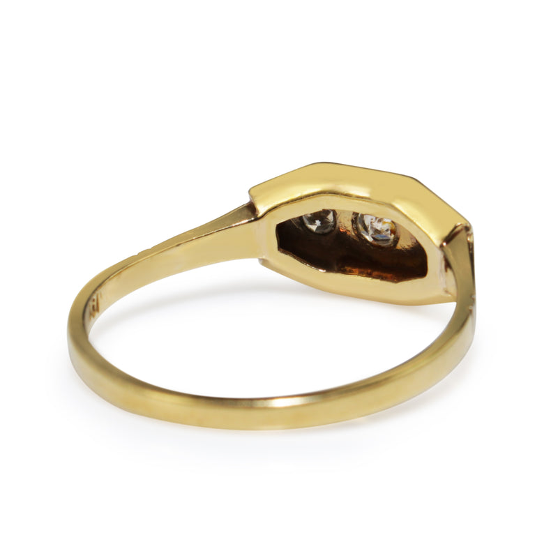 18ct Yellow and White Gold Art Deco Diamond Ring
