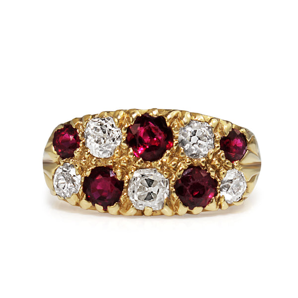 18ct Yellow Gold Antique Ruby and Diamond Ring