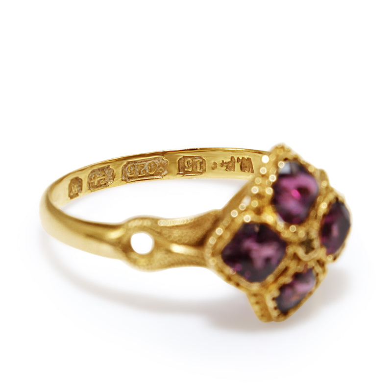 15ct Yellow Gold Antique Rhodolite Garnet Ring