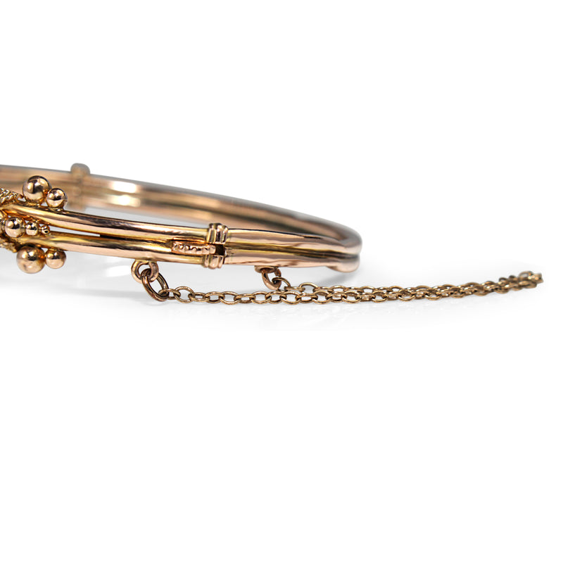 9ct Yellow Gold Antique Sapphire and Rose Cut Diamond Bangle