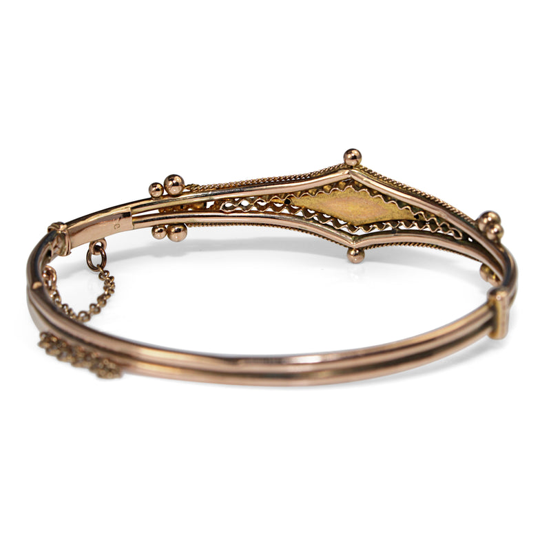 9ct Yellow Gold Antique Sapphire and Rose Cut Diamond Bangle