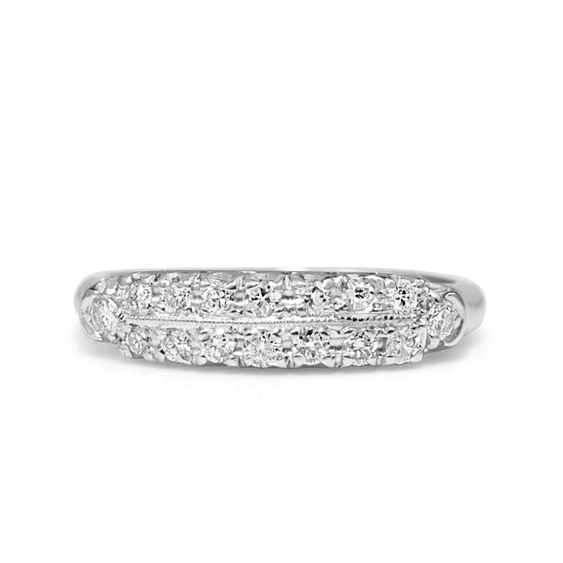 Platinum Vintage 2 Row Diamond Band Ring