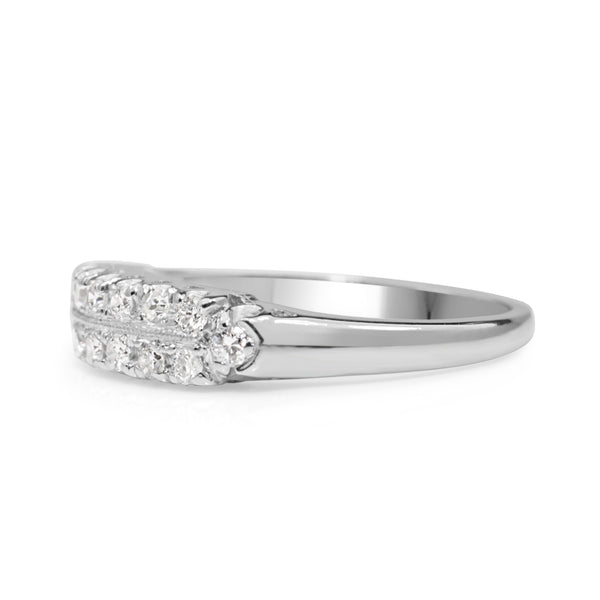 Platinum Vintage 2 Row Diamond Band Ring