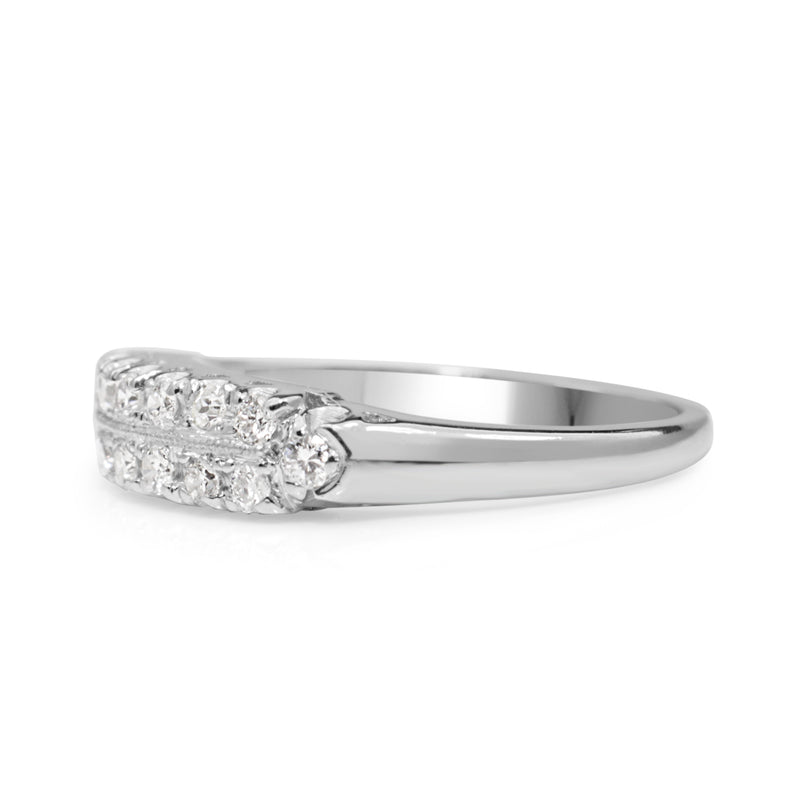 Platinum Vintage 2 Row Diamond Band Ring