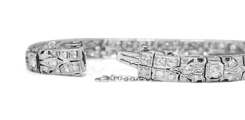 Platinum Art Deco Old Cut Diamond Bracelet