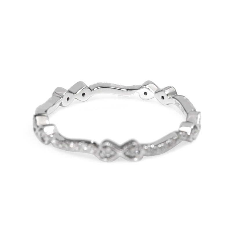 18ct White Gold All Round Diamond Bow Band