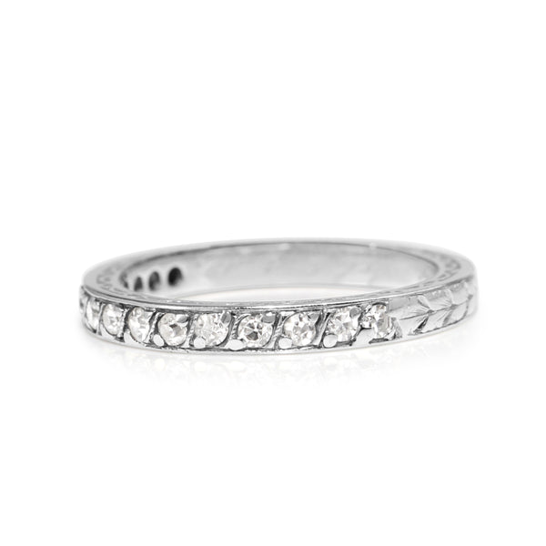Platinum Art Deco Single Cut Diamond Band