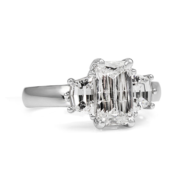 18ct White Gold Criss Cut Diamond 3 Stone Ring